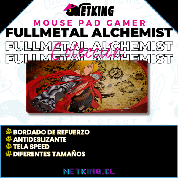 Mouse Pad Gamer Fullmetal Alchemist 70x30 cm M01