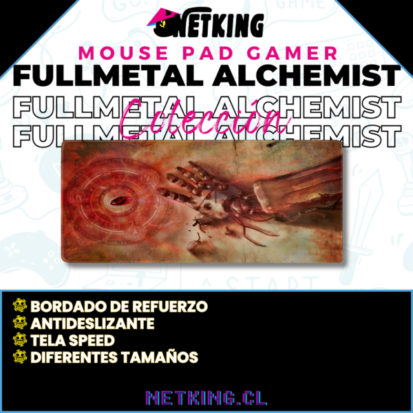 Mouse Pad Gamer Fullmetal Alchemist 70x30 cm M02