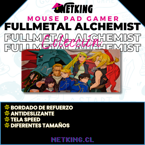 Mouse Pad Gamer Fullmetal Alchemist 70x30 cm M04