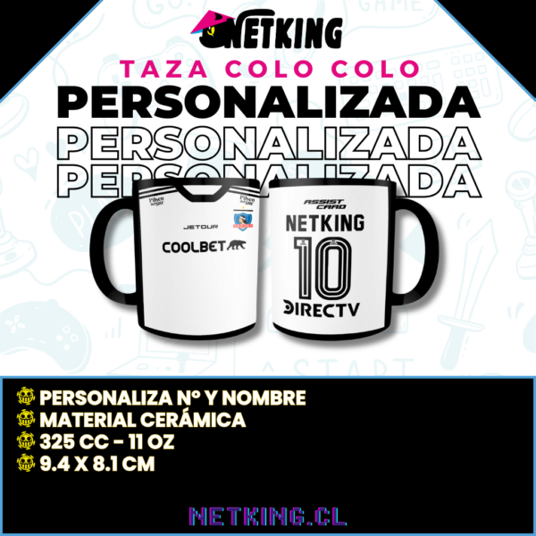 Taza Colo Colo 2024 Personalizado Nombre Y Número - 11oz