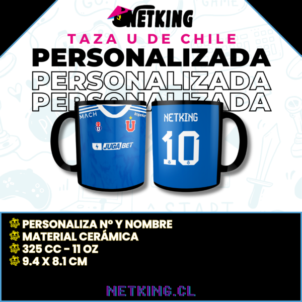 Taza U De Chile 2024 Personalizado Nombre Y Número - 11oz