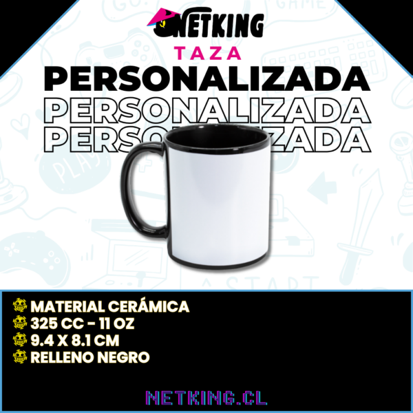 Taza 11oz personalizada con relleno negro